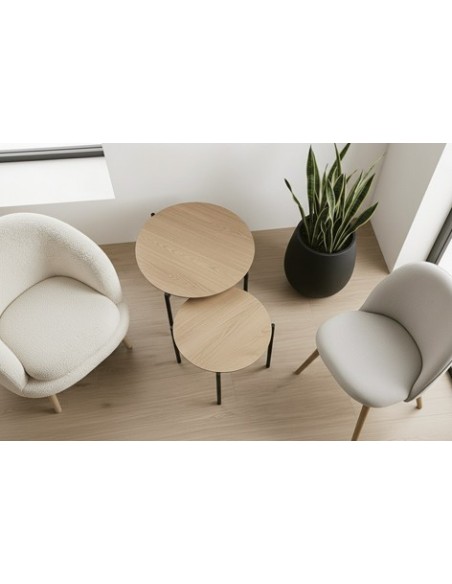 MESA CENTRO NIDO REDONDA SUCREAM OAK / NEGRO