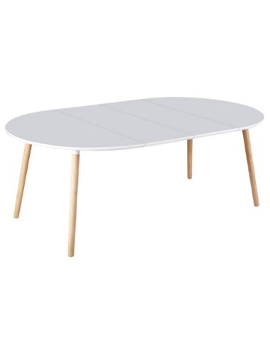 MESA COMEDOR EXTENSIBLE NORDIKA 100 - 140 - 180 CM BLANCO / HAYA