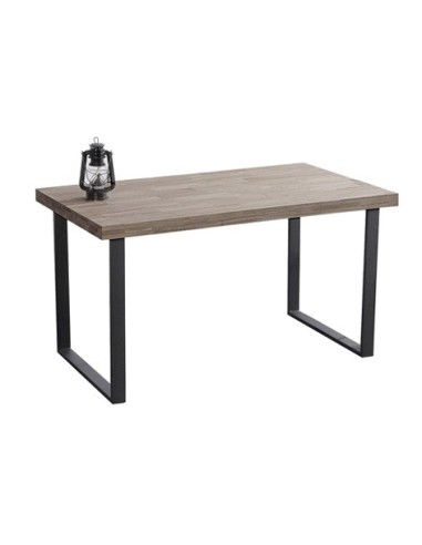MESA COMEDOR FIJA NATURAL 140 x 80 CM  ROBLE AMERICAN / NEGRO