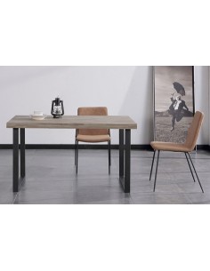 MESA COMEDOR FIJA NATURAL 140 x 80 CM  ROBLE AMERICAN / NEGRO 2