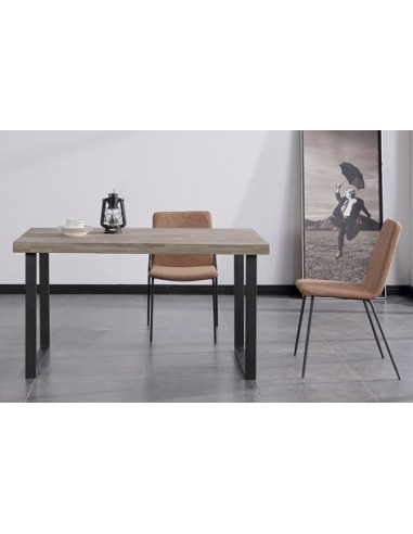 MESA COMEDOR FIJA NATURAL 140 x 80 CM  ROBLE AMERICAN / NEGRO