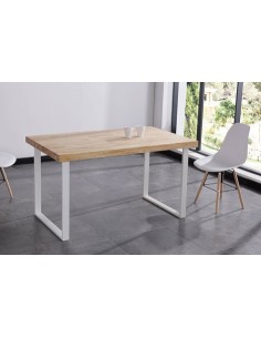 MESA COMEDOR FIJA NATURAL 140 x 80 CM  ROBLE NORDISH / BLANCO