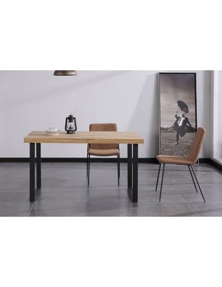 MESA COMEDOR FIJA NATURAL 140 x 80 CM  ROBLE NORDISH / NEGRO
