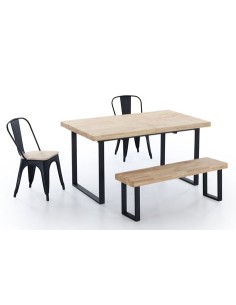 MESA COMEDOR EXTENSIBLE NATURAL 140 - 180 x 80 CM ROBLE NORDISH / NEGRO 2