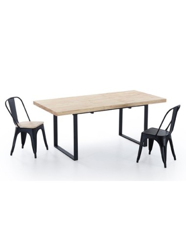 MESA COMEDOR EXTENSIBLE NATURAL 140 - 180 x 80 CM ROBLE NORDISH / NEGRO