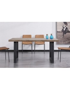 MESA COMEDOR FIJA LOFT 160 x 100 CM  ROBLE AMERICAN / NEGRO 2