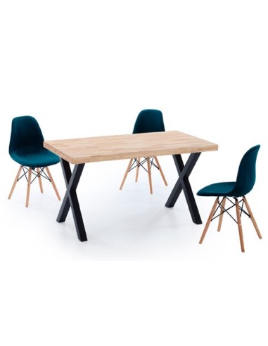 MESA COMEDOR FIJA X-LOFT 140 x 80 CM  ROBLE / NEGRO