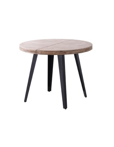 MESA COMEDOR REDONDA EXTENSIBLE BERG 120 - 160 - 200 CM ROBLE HONEY / NEGRO