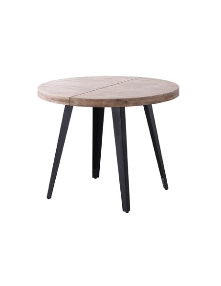 MESA COMEDOR REDONDA EXTENSIBLE BERG 120 - 160 - 200 CM ROBLE HONEY / NEGRO