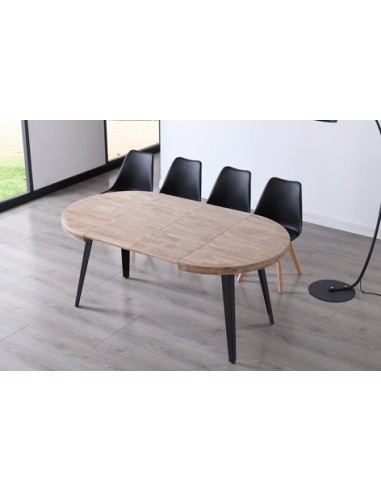 MESA COMEDOR REDONDA EXTENSIBLE BERG 120 - 160 - 200 CM ROBLE HONEY / NEGRO