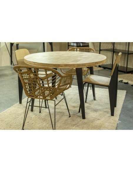 MESA COMEDOR REDONDA EXTENSIBLE BERG 120 - 160 - 200 CM ROBLE NORDISH / NEGRO
