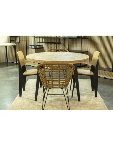 MESA COMEDOR REDONDA EXTENSIBLE BERG 120 - 160 - 200 CM ROBLE NORDISH / NEGRO