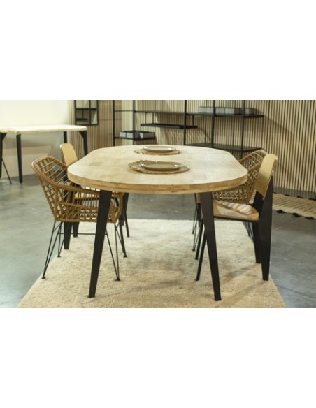 MESA COMEDOR REDONDA EXTENSIBLE BERG 120 - 160 - 200 CM ROBLE NORDISH / NEGRO