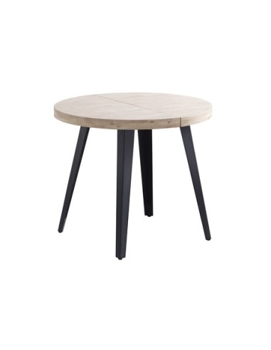 MESA COMEDOR REDONDA EXTENSIBLE BERG 80 - 120 - 160 CM ROBLE NORDISH / NEGRO