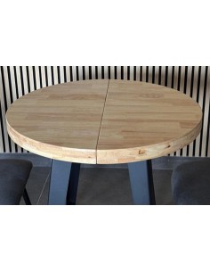 MESA COMEDOR REDONDA EXTENSIBLE BERG 80 - 120 - 160 CM ROBLE NORDISH / NEGRO 2