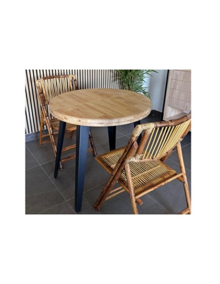 MESA COMEDOR REDONDA EXTENSIBLE BERG 80 - 120 - 160 CM ROBLE NORDISH / NEGRO