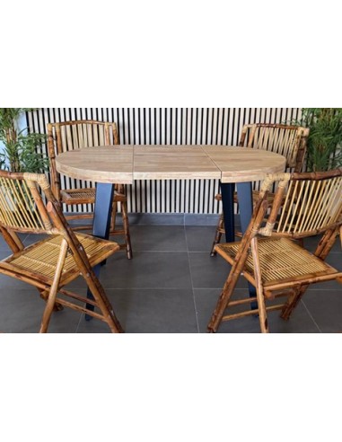 MESA COMEDOR REDONDA EXTENSIBLE BERG 80 - 120 - 160 CM ROBLE NORDISH / NEGRO