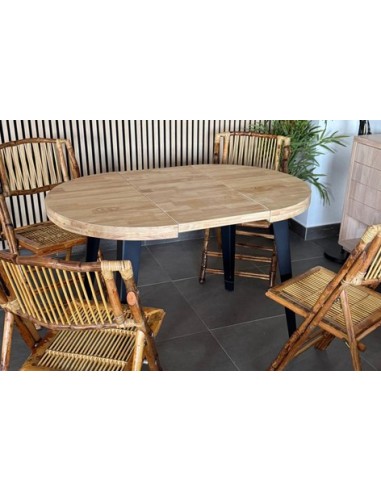 MESA COMEDOR REDONDA EXTENSIBLE BERG 80 - 120 - 160 CM ROBLE NORDISH / NEGRO