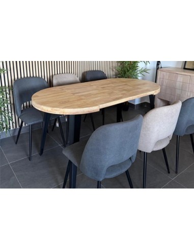 MESA COMEDOR REDONDA EXTENSIBLE BERG 80 - 120 - 160 CM ROBLE NORDISH / NEGRO