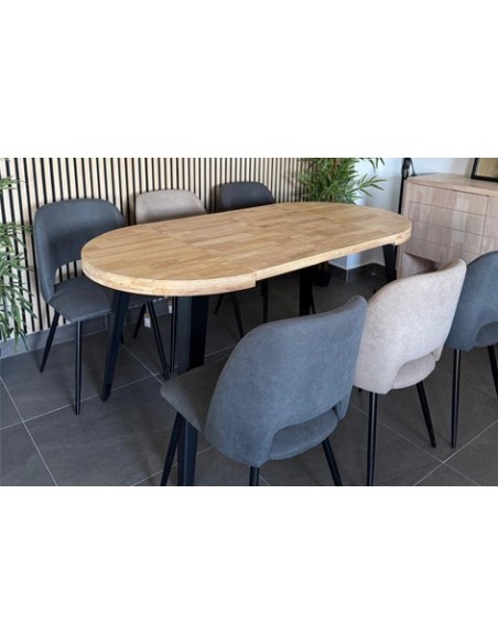 MESA COMEDOR REDONDA EXTENSIBLE BERG 80 - 120 - 160 CM ROBLE NORDISH / NEGRO
