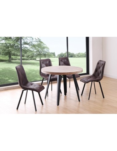 MESA COMEDOR REDONDA FIJA BERG 100 CM  ROBLE HONEY / NEGRO