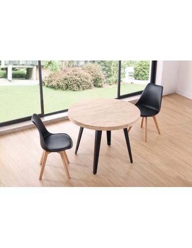 MESA COMEDOR REDONDA FIJA BERG 100 CM ROBLE NORDISH / NEGRO