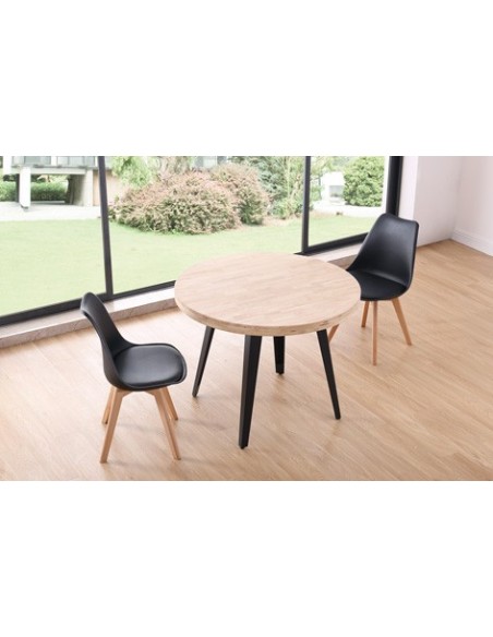 MESA COMEDOR REDONDA FIJA BERG 100 CM ROBLE NORDISH / NEGRO