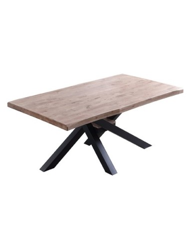 MESA COMEDOR FIJA XENA 180 x 100 CM  ROBLE HONEY / NEGRO TAPA CON FORMA