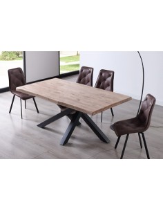 MESA COMEDOR FIJA XENA 180 x 100 CM  ROBLE HONEY / NEGRO TAPA CON FORMA 2
