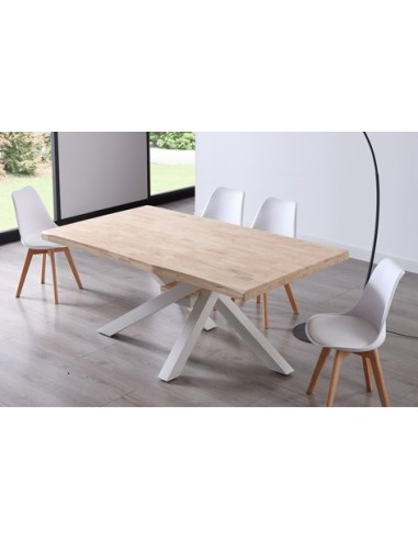 MESA COMEDOR FIJA XENA 180 x 100 CM  ROBLE NORDISH / BLANCO TAPA CON FORMA