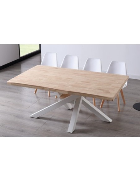 MESA COMEDOR FIJA XENA 180 x 100 CM  ROBLE NORDISH / BLANCO TAPA CON FORMA