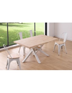 MESA COMEDOR FIJA XENA 150 x 90 CM  ROBLE NORDISH / BLANCO TAPA CON FORMA 2