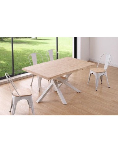 MESA COMEDOR FIJA XENA 150 x 90 CM  ROBLE NORDISH / BLANCO TAPA CON FORMA