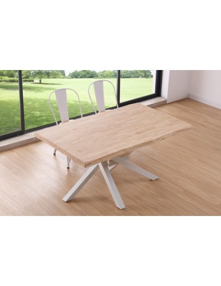 MESA COMEDOR FIJA XENA 150 x 90 CM  ROBLE NORDISH / BLANCO TAPA CON FORMA