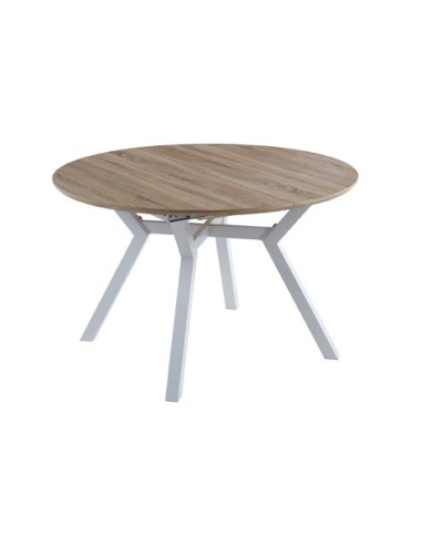 MESA COMEDOR REDONDA EXTENSIBLE DELTA 120 - 160 CM OAK / BLANCO