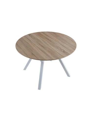MESA COMEDOR REDONDA EXTENSIBLE DELTA 120 - 160 CM OAK / BLANCO
