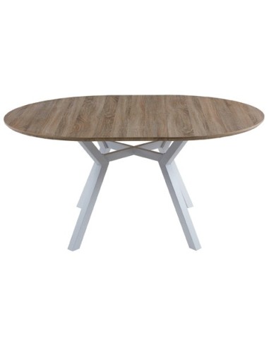 MESA COMEDOR REDONDA EXTENSIBLE DELTA 120 - 160 CM OAK / BLANCO