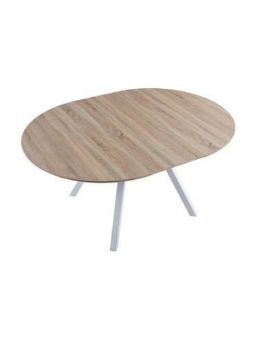 MESA COMEDOR REDONDA EXTENSIBLE DELTA 120 - 160 CM OAK / BLANCO