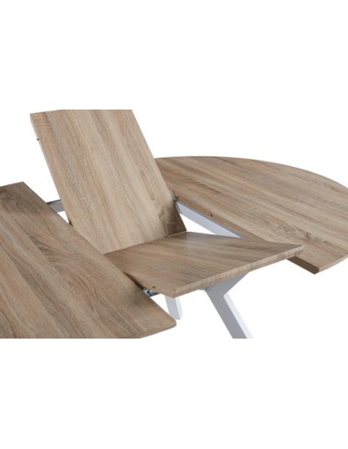 MESA COMEDOR REDONDA EXTENSIBLE DELTA 120 - 160 CM OAK / BLANCO