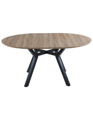 MESA COMEDOR REDONDA EXTENSIBLE DELTA 120 - 160 CM OAK / NEGRO