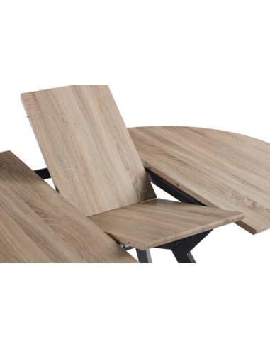 MESA COMEDOR REDONDA EXTENSIBLE DELTA 120 - 160 CM OAK / NEGRO