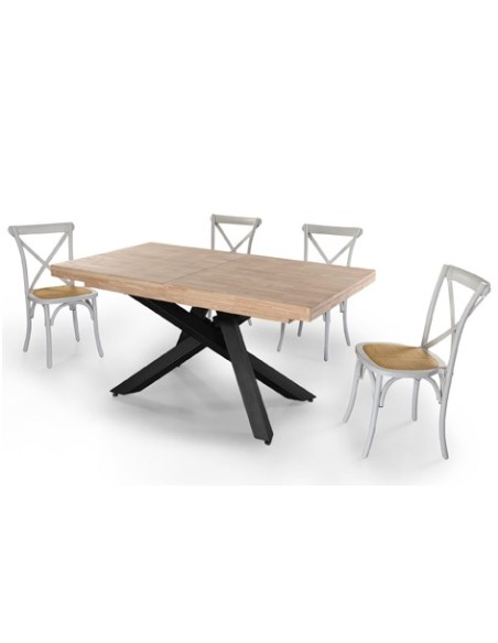 MESA COMEDOR EXTENSIBLE XENA 160 - 200 - 240 x 90 CM  ROBLE NORDISH / NEGRO