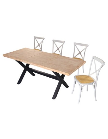 MESA COMEDOR EXTENSIBLE X-LOFT 140 - 180 - 220 x 90 CM  ROBLE NORDISH / NEGRO
