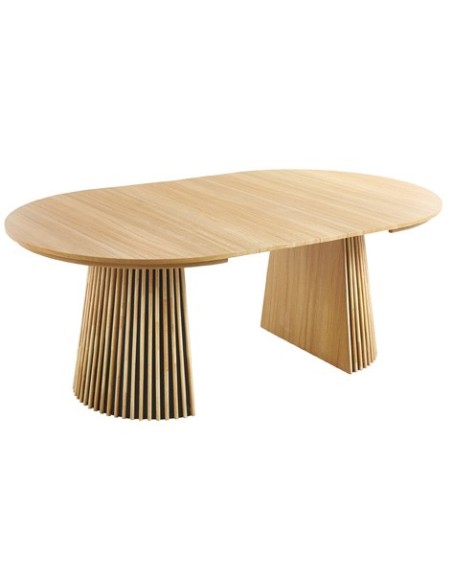 MESA COMEDOR REDONDA EXTENSIBLE KEANU 120 - 160 - 200 x 120 CM OAK