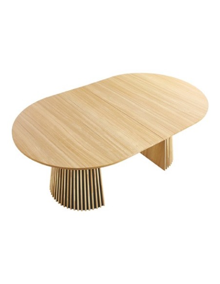 MESA COMEDOR REDONDA EXTENSIBLE KEANU 120 - 160 - 200 x 120 CM OAK