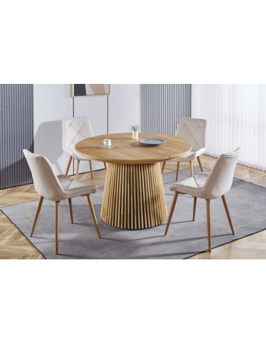 MESA COMEDOR REDONDA EXTENSIBLE KEANU 120 - 160 - 200 x 120 CM OAK