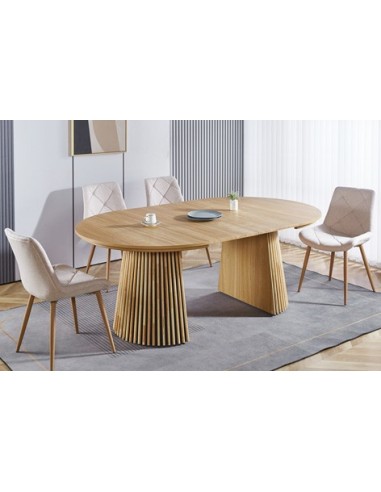 MESA COMEDOR REDONDA EXTENSIBLE KEANU 120 - 160 - 200 x 120 CM OAK