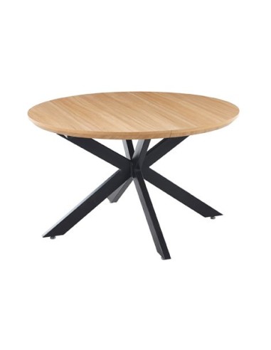 MESA COMEDOR REDONDA EXTENSIBLE CROSS 130 - 170 - 210 x 130 CM OAK / NEGRO