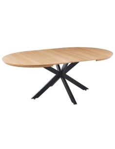 MESA COMEDOR REDONDA EXTENSIBLE CROSS 130 - 170 - 210 x 130 CM OAK / NEGRO 2
