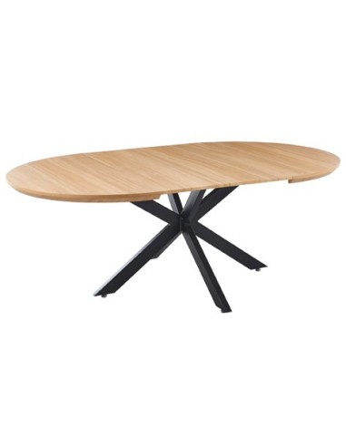 MESA COMEDOR REDONDA EXTENSIBLE CROSS 130 - 170 - 210 x 130 CM OAK / NEGRO